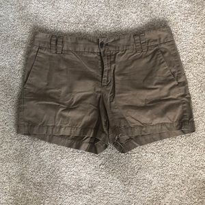 Army green Loft shorts.